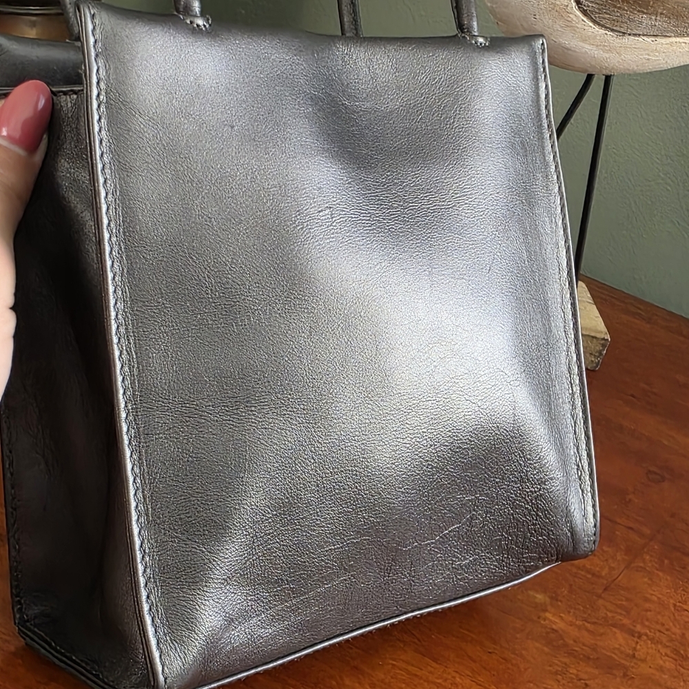 Coach 6108 Pearlized Mini Tote Gray Metallic Leather Bag Vintage - Picture 7 of 16